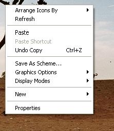 The Windows right-click menu on an empty area of the desktop.